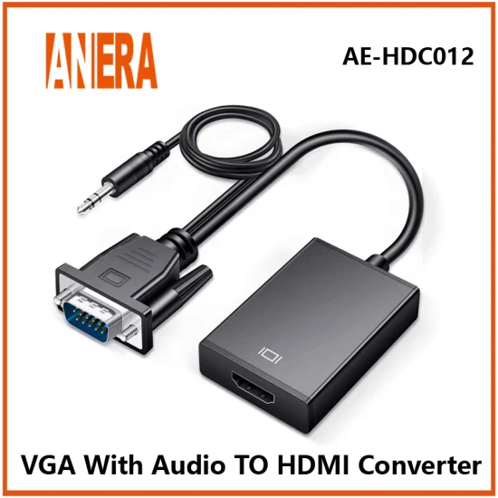 Cavo adattatore convertitore video convertitore da VGA a HDMI di vendita calda Anera con audio